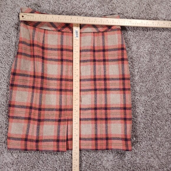 LL Bean Favorite Fit Plaid Pencil Skirt Womens 12 Wool Nylon Blend Lined Preppy - Picture 4 of 15